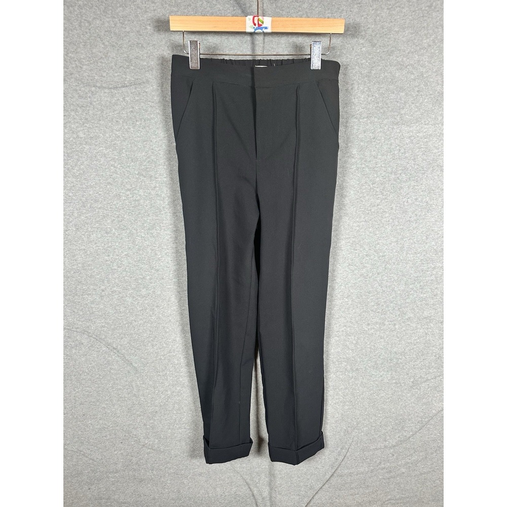 Maeve Anthropologie Size 6 Black Ankle Pants Tapered Pleated Cuffed Stretch